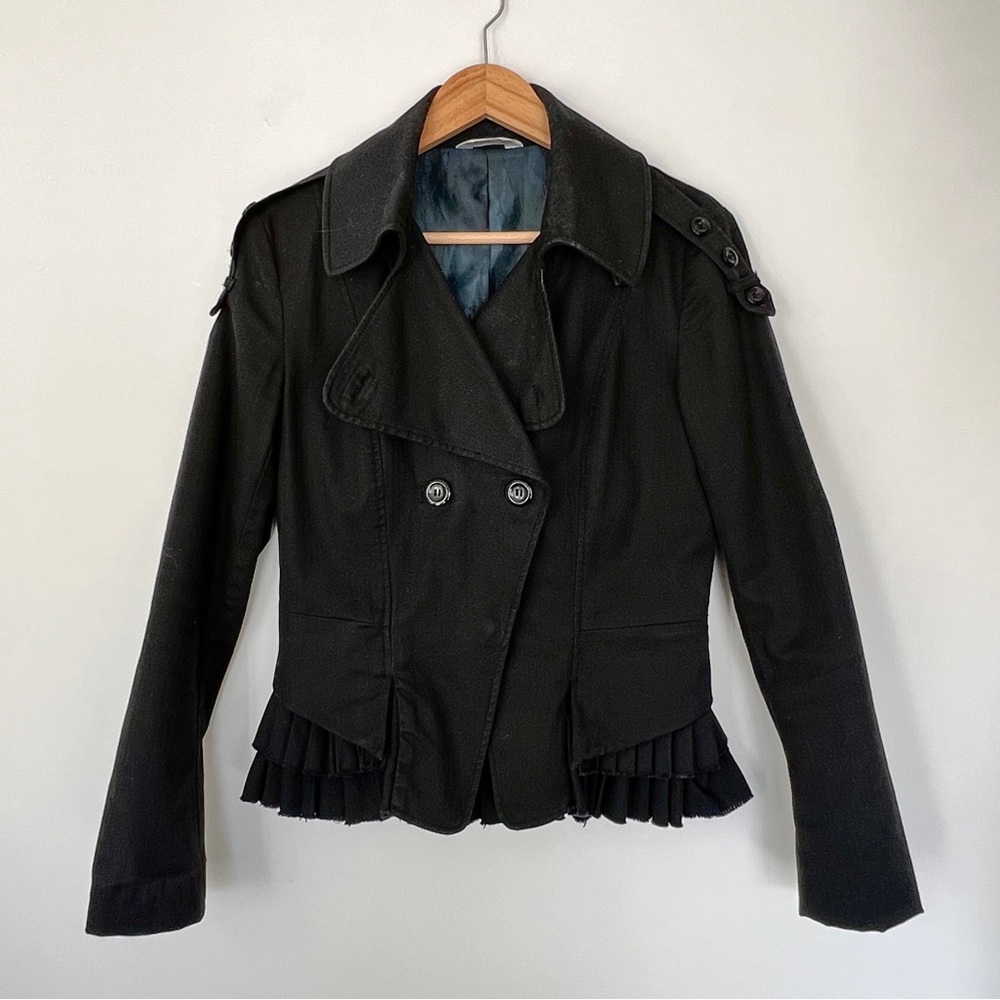 UK DESIGNER Black jacket Trenchcoat Coat femme Style short, edgy jacket